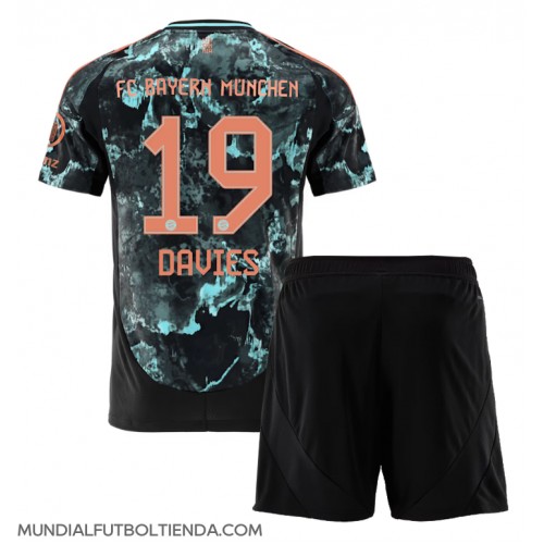 Camiseta Bayern Munich Alphonso Davies #19 Segunda Equipación Replica 2024-25 para niños mangas cortas (+ Pantalones cortos)